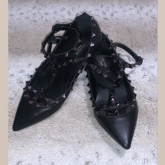 kaitlyn pan Shoes Kaitlyn Pan Rockstud Black Flats Poshmark